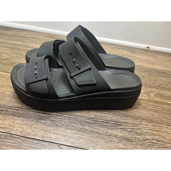 Crocs Women's Black Lifteride Platform Slide Sandals Size 11 - Picture 1 of 9